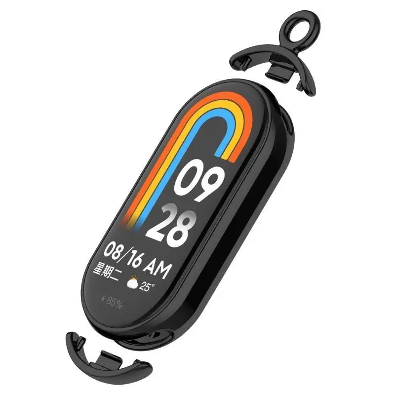 

652F Fashion Necklace Compatible for Mi-Band 8 Strap Pendant Leather Bracelet Wristband Neck Decoration Replacement Accessory