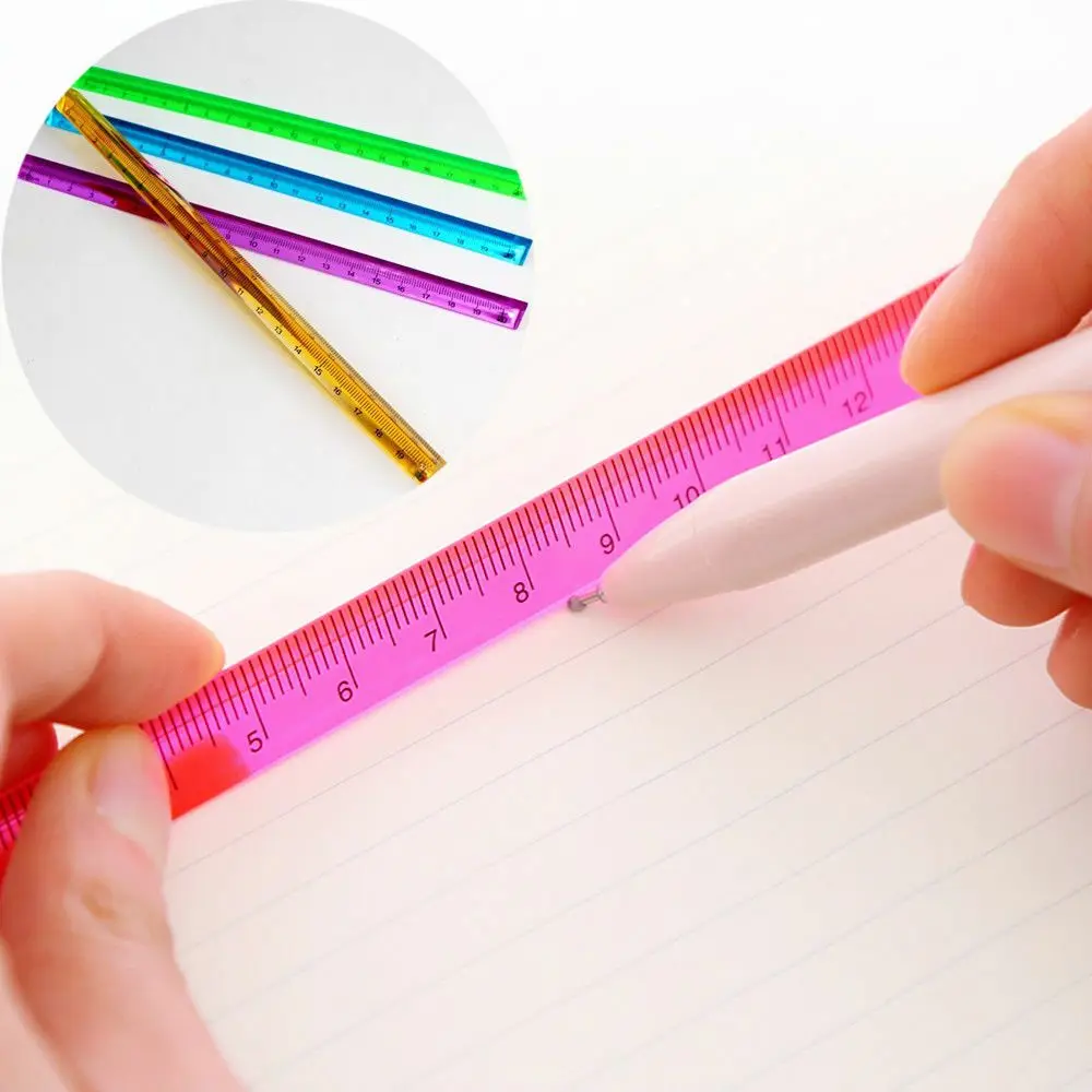 Metal Beautiful Crystal 20cm Straight Transparent Triangular Ruler Kids Gift Stationery Supplies Drafting Accessories