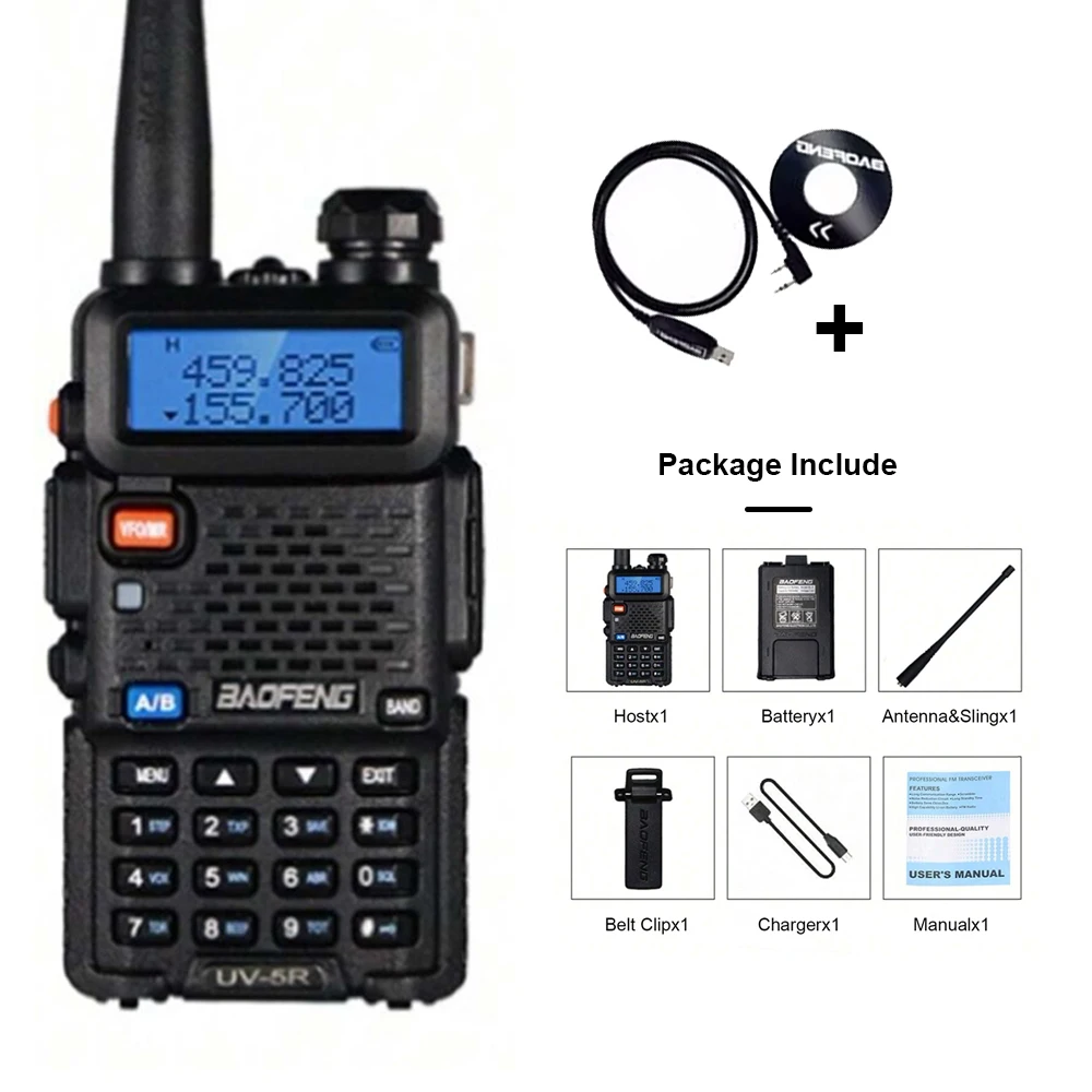 Baofeng UV-5R USB Lange Afstand Dual Band Ham Amateur Met Vhf Uhf Fm CB 128CH 2200mAh draagbare handheld lange afstand tweewegradio