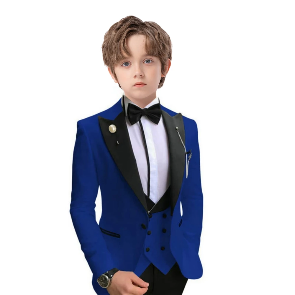 Smart Stylish Boy's Tuxedo Formal Outfit for Boys Handsome Paisley Suits 4-Piece For Kids Blazer Vest And Pants For Party