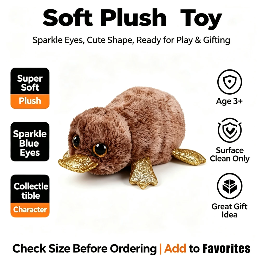 Ty Beanie Boos Perry The Platypus Stuffed Plush Doll, Big Sparkle Eyes Soft Toy Kids Birthday Christmas Gift