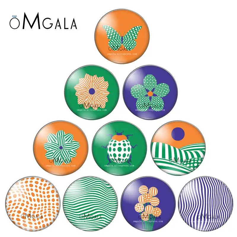 Beautiful Flower Butterfly Art Dots Patterns 12mm/14mm/18mm/20mm/25mm Round photo demo glass cabochon flat back Making findings