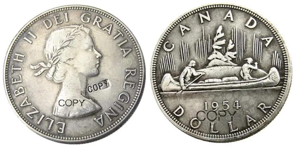 Canada 1 Dollar A Set Of (1953-1966)12pcs ELIZABETH II DEI GRATIA REGINA (1st portrait) Canadian Dollar Silver Plated Copy Coins