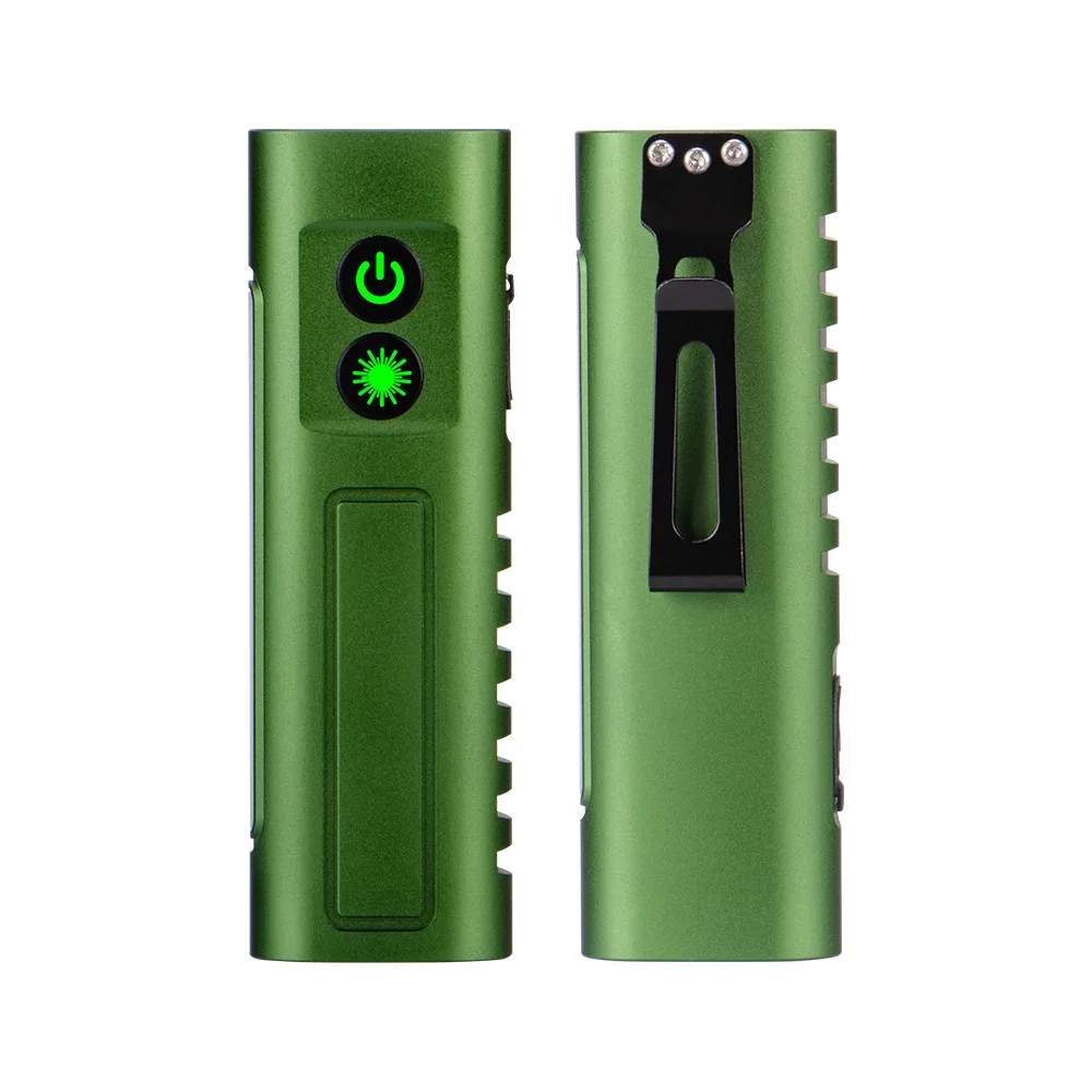 EDC Green Laser Multi-Function Flashlight with Magnetic Adsorption, Side Light & High Brightness (Aluminum Alloy)