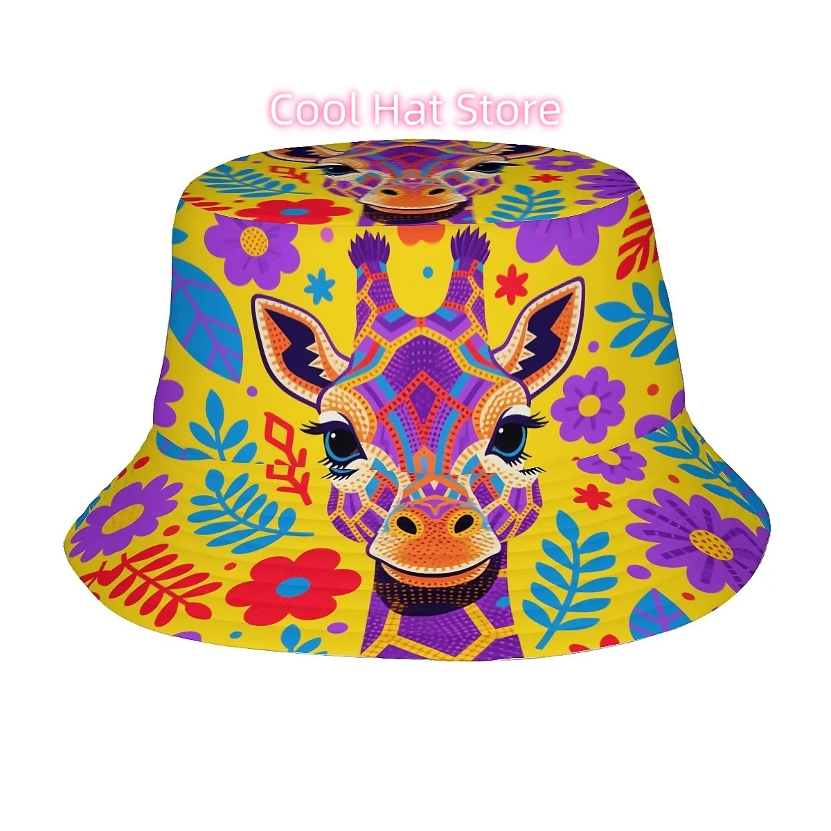 1pc Colorful and Artistic Giraffe Pattern Unisex Printed Fisherman Hat, Stylish Hat with Fun Personality, Outdoor Vacation Golf