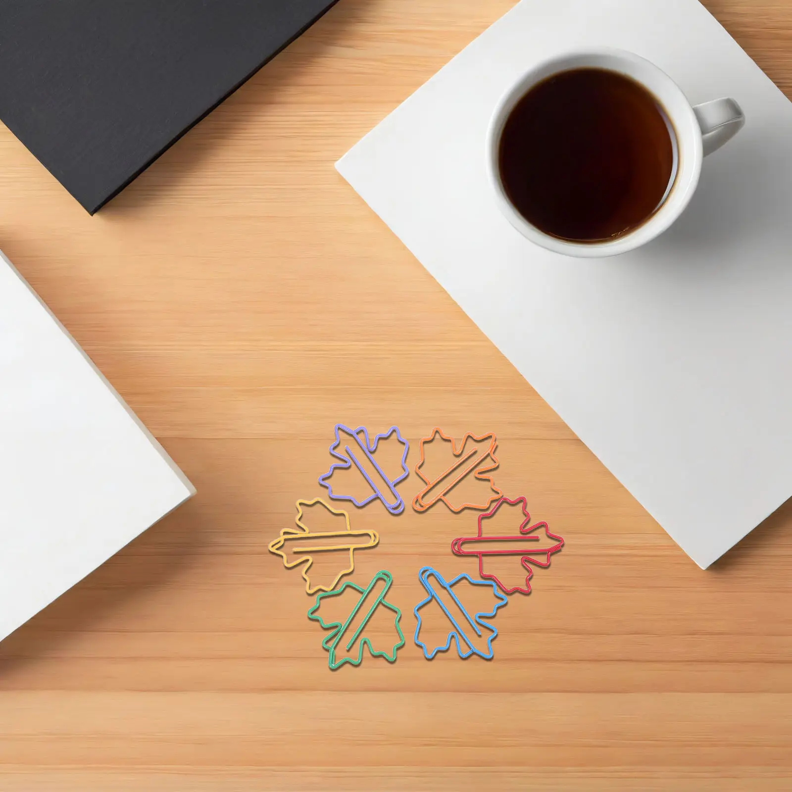 50Pcs Leaf Shaped Paper Clips Decorative Metal Paperclip for Office Study Desk Supplies Document Organizing Bulk Colored Mini