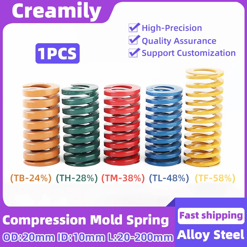 

Creamily 1PCS Die Mold Springs Spiral Stamping Compression Alloy Steel Mould Die Spring Outer Diameter=20mm Length=20-200mm