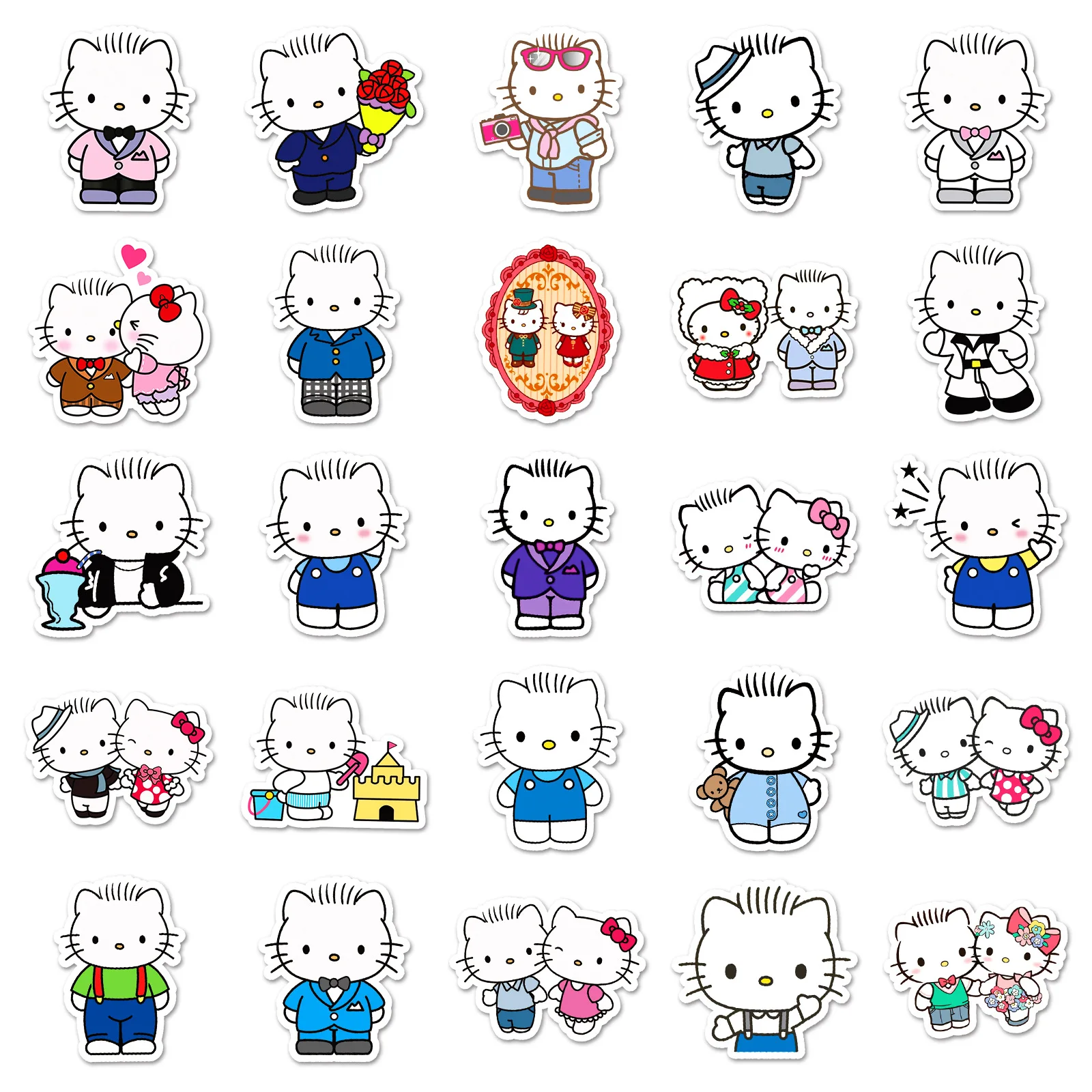 Calcomanías Kawaii de Hello Kitty, calcomanías decorativas para guitarra, bicicleta, teléfono, Maleta, juguete, 10/50 piezas