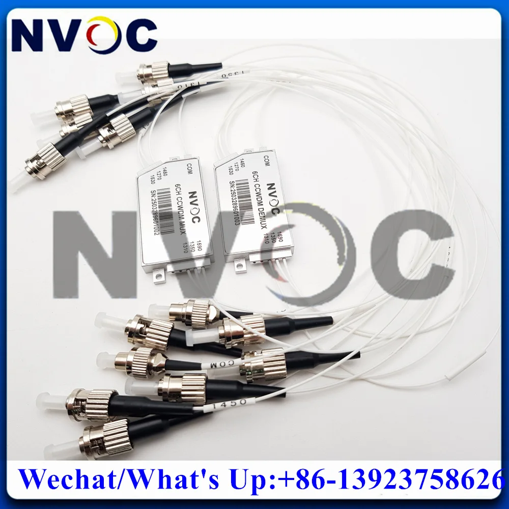 A Pair 1*6 CCWDM Fiber Multiplexer With LC/ST Connector,6Ch Compact 1270/1310/1350/1450/1530/1590nm Mini CWDM Mux Demux Module