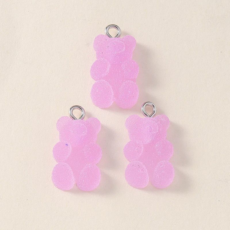 Leslie 20 Stück 7-farbige bunte Bären-Anhänger aus Harz, Glitzer-Bonbonfarben, Gummibärchen-Anhänger für Halsketten, Armbänder, Schlüsselanhänger, DIY-Zubehör – Detail 11