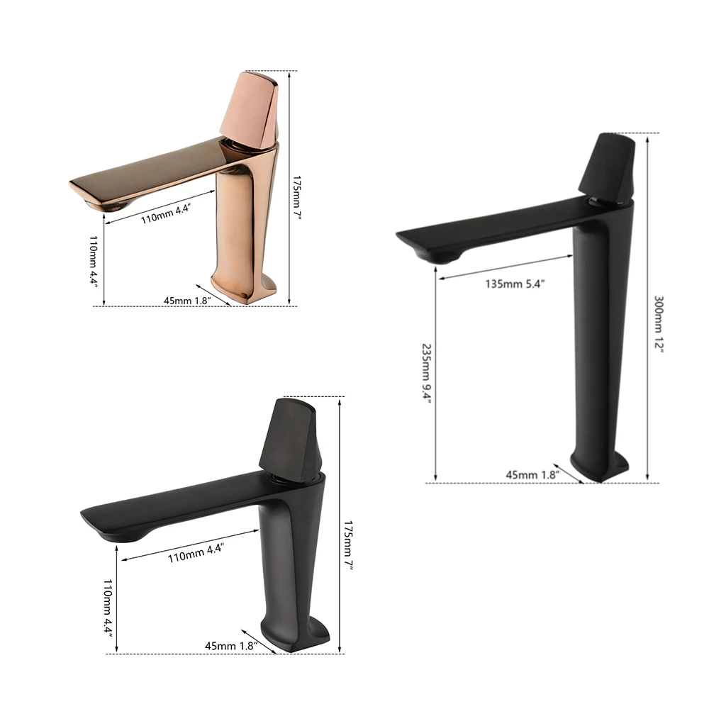 SINLAKU Rose Golden Bathroom Faucet Wash Basin Sink Tap Steam Spout Deck Mounted Golden & Matte Black Single Handle Mixer Taps