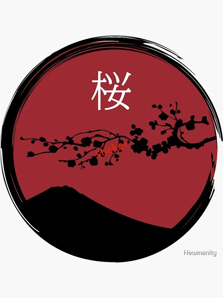 

Sakura Sticker Japanese Landscape Silhouette Comic Decal Personality Creative Stickers Suitable For Gtr Sx Van