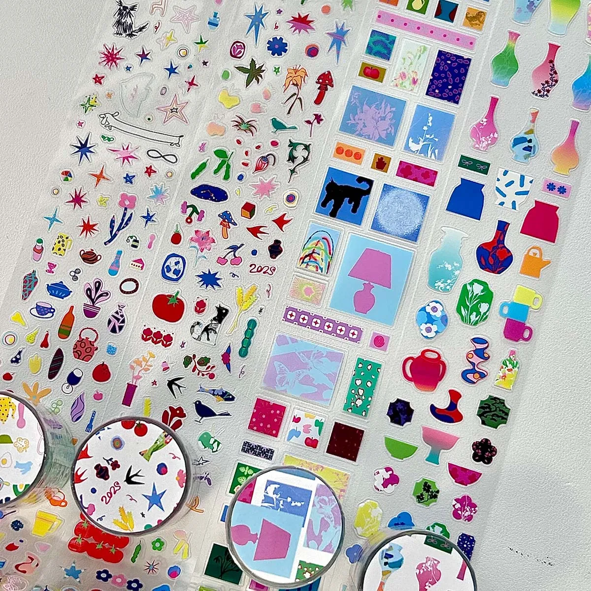 Minimalist Salt Style Sticker Tapes Spring Abstract Doodles Scrapbooking Stickers Journal Manga Collage Decor Supplies