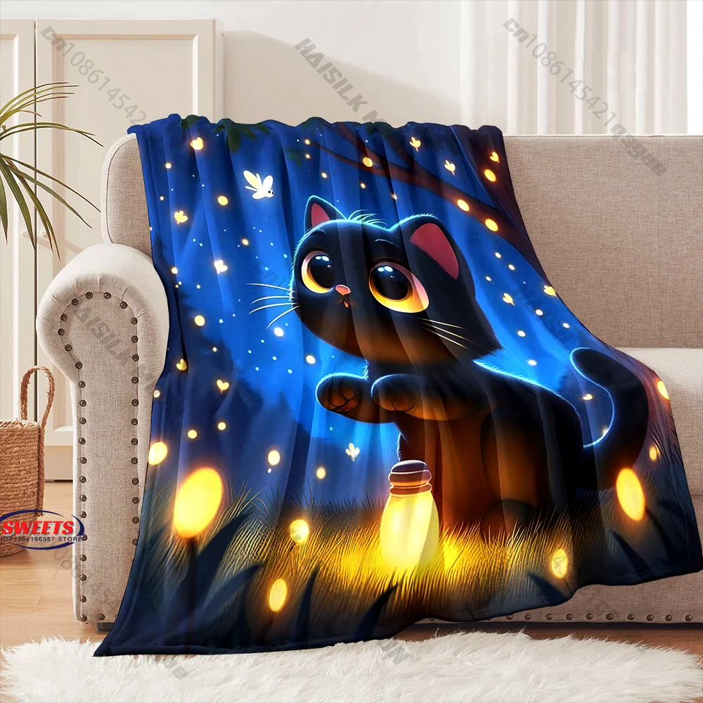 

"Cozy Cat-Themed Blanket for Evenings" Multiple sizes kid's and adults' bedroom living room sofa decor blanket, Exquisite gift