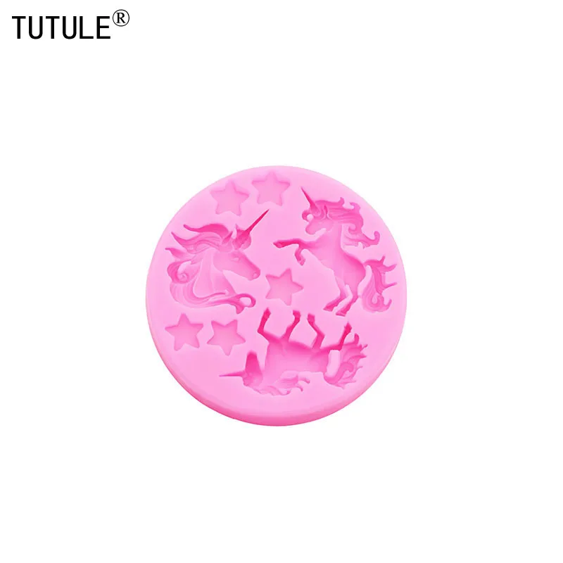 DIY horse Flip Candy Chocolate Cake Silicone Mould 3D unicorn drop glue clays epoxy resin jewelry Accessories Silicone Molds
