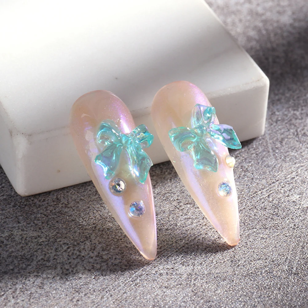 

2 Boxes Bowknot Nail Art Decor Crystal 3D Resin DIY Manicure Accessories Stickers Home Salon Nail Bowknot Decor Use