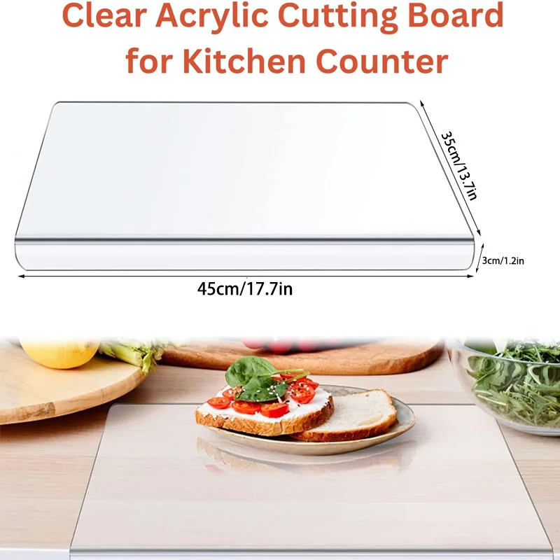 

Acrylic Transparent Cutting Board With Lip Anti-slip Kitchen Cutting Chopping Boards Counter Countertop Protector Kitchen Gadget