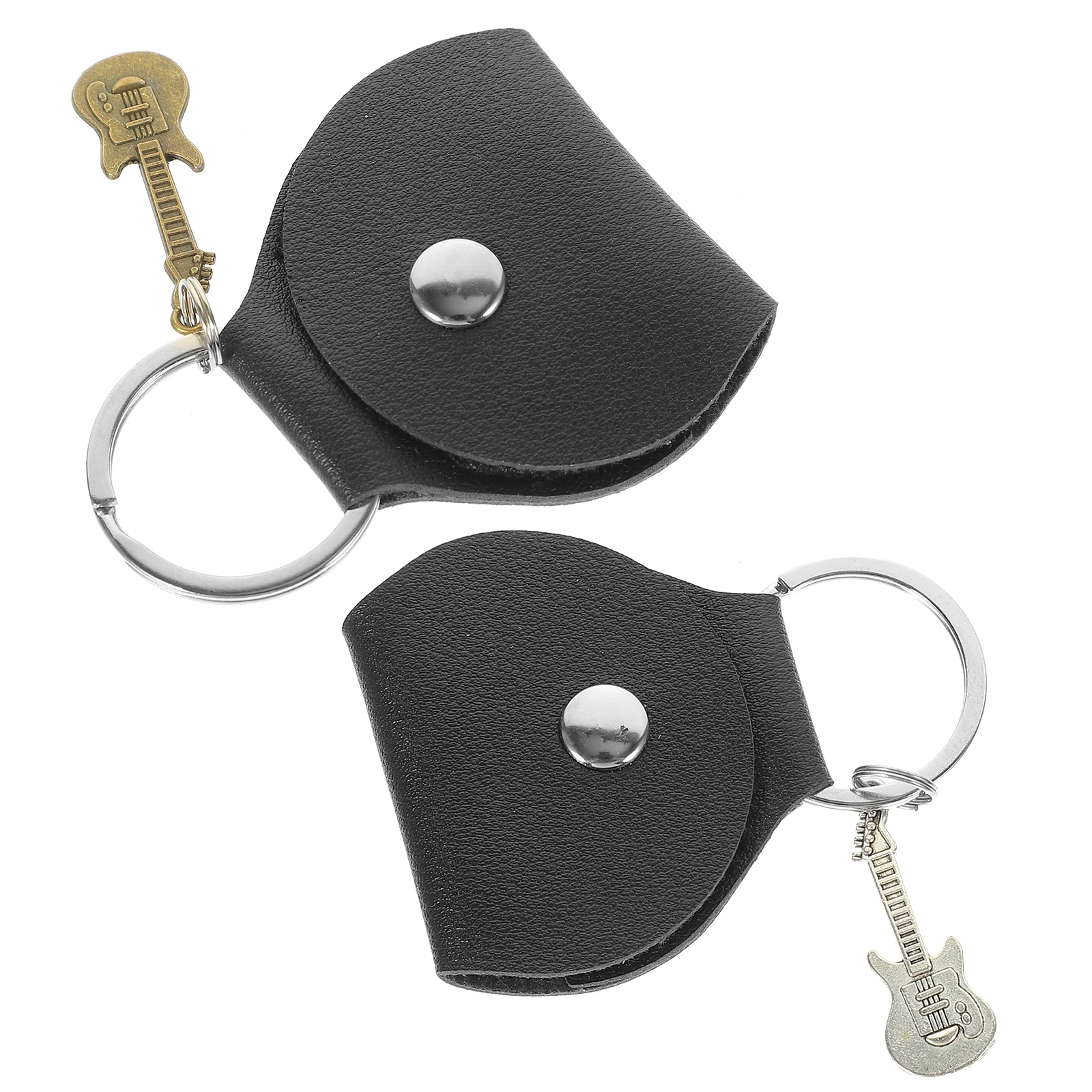 

2Pcs Guitar Pick Holder Case Black Silver Copper Keychain Pick Storage Bag ganizer For Men Guitar Accessories Kit