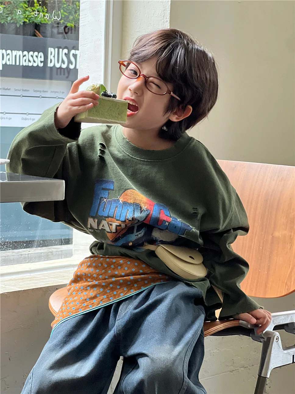 

2025 Autumn Children's Long Sleeve Korean Edition Racing Stir Fried Color Broken Hole Pure Cotton Boys' Interior Top