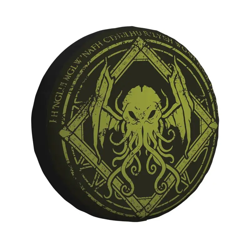 Custom Lovecraft Mythos Monster Cthulhu Tire Cover 4WD 4x4 RV Spare Wheel Protector for Toyota Land Cruiser Prado 14