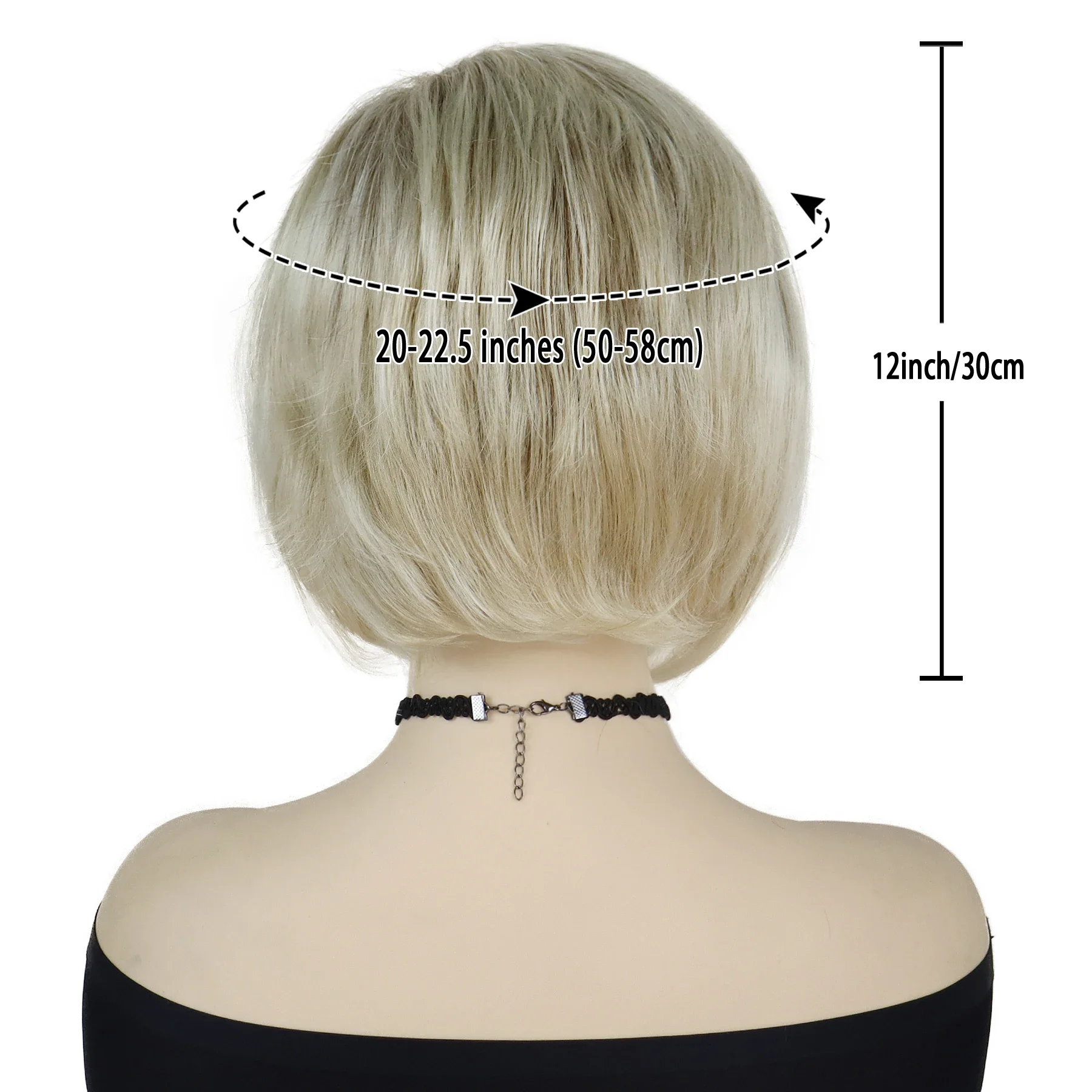 Synthetic Mixed Blonde Wig with Bangs Short Wigs for Women Natural Straight Hair Soft Bob Wig Old Ladies Daily Cosplay Lolita