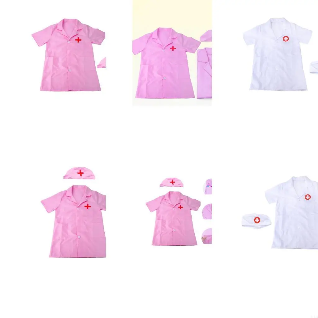 

68UA Doctor Role Play Costume Pretend Play Role Dressing Up Doctor Costume Doctor Jackets Hat for Halloween Cosplay Party