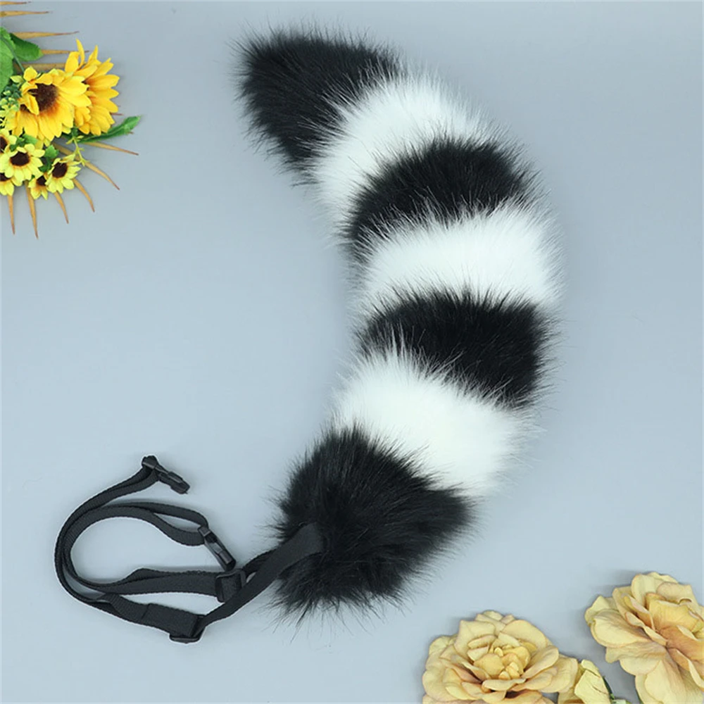 Adjustable Belt Plush Animal Tail Bear Wolf Cosplay Accessories Role Play Party Anime Fox Performance Costume Props For Woman