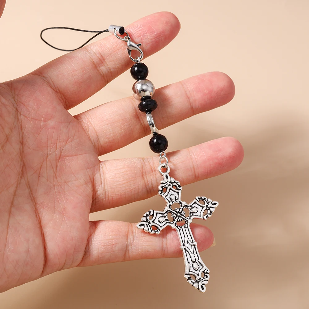 Aihua المعادن Steampunk الصليب المفاتيح اليدوية المحمول الحبل مجوهرات هدايا الصلبان سلسلة هواتف معلقة حزام الهاتف #2