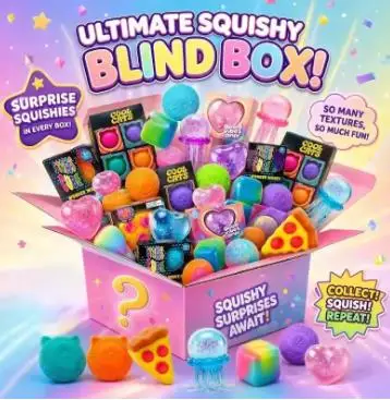 100+Surprise Blind Box Pinch Music Toys Slowly Rising Soft Plush Cube Cat Head Toys, Children's Party Gifts