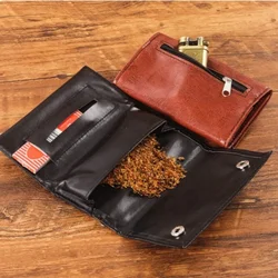 Retro PU Leather Tobacco Pouch Case Bag Cigarette Smoking Paper Tips Holder Portable Wallet Bags Rolling Tool