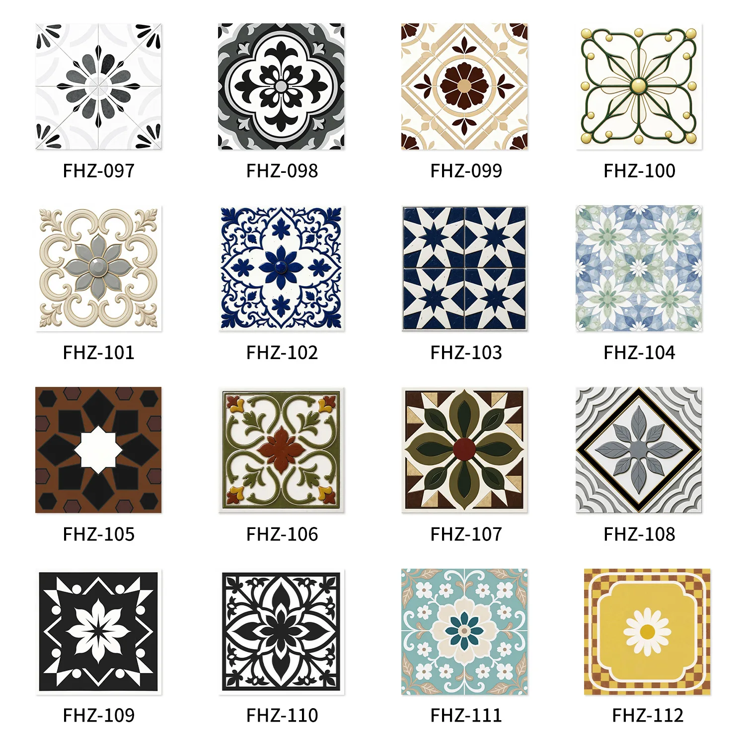 10/15/20cm Retro Tile Stickers For Balcony, Kitchen,Bathroom - Waterproof, Moisture-proof Self-adhesive Tile Wall Stickers 24Pcs