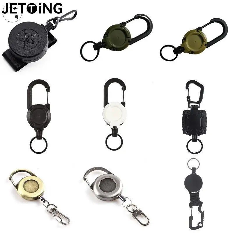 Tactical Keychain 100CM Wire Rope Camping Telescopic Burglar Chain Key Holder Outdoor Key Ring Return Retractable Key Chain