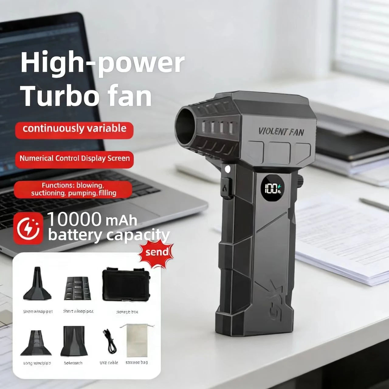 

НОВИНКА 2025: Высокопроизводительный портативный ручной вентилятор X5 для уборки автомобилей и парикмахерских работ, турбинный вентилятор