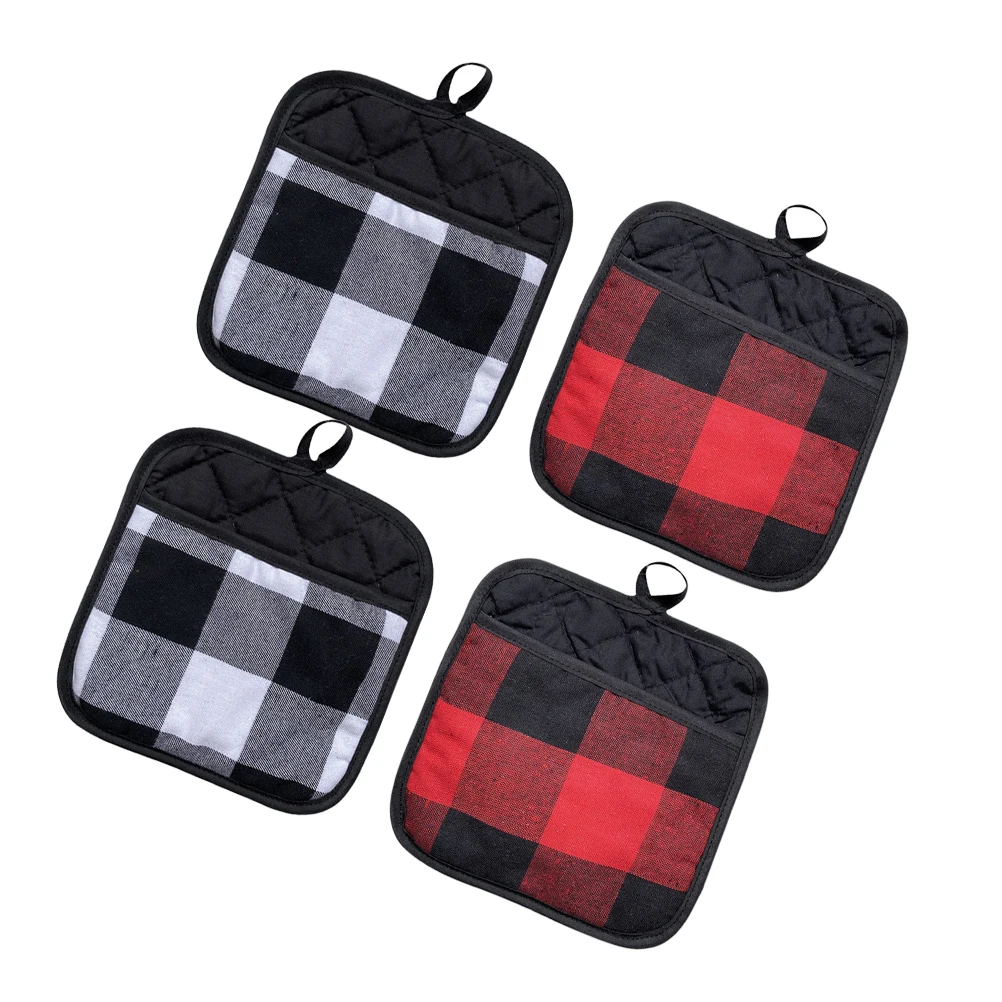 

4 Pcs Heat Resistant Gloves Oven Mitts Microwave Baking Pot Holder Cotton Anti Scald Kitchen Cooking Protective Thermal