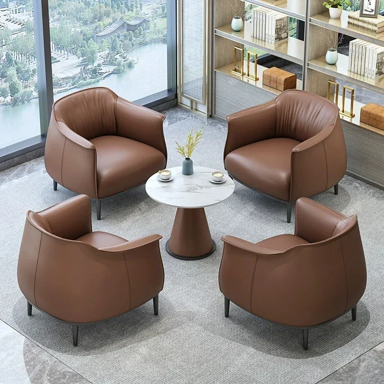 

Modern minimalist leather single sofa comfortable living room home furniture designer leisure lounge accent chair armchair