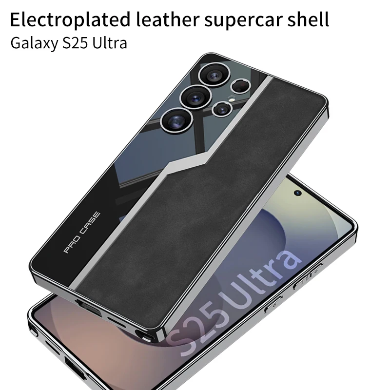 GKK Frosted Leather Plating Case For Samsung Galaxy S25 Ultra Supercar Footage Soft Edge Phone Cover For Galaxy S25 Ultra Cases