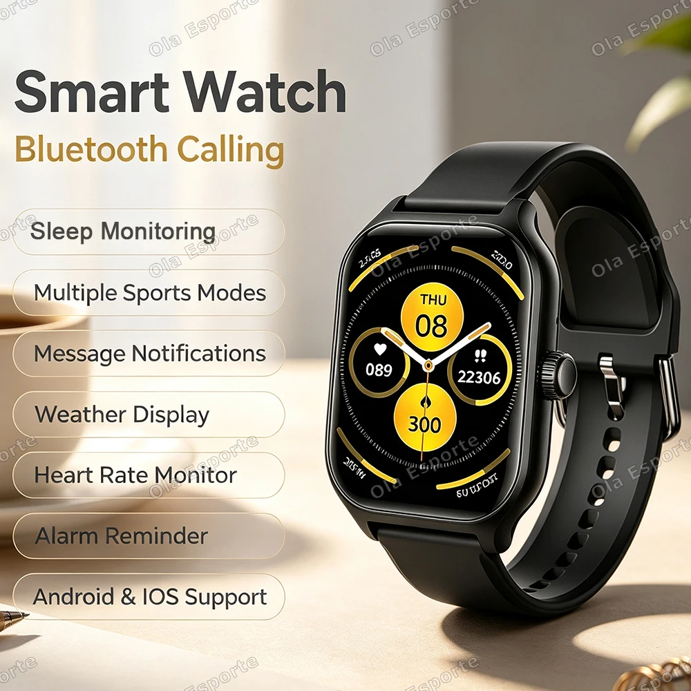 NOVO Smartwatch Esportivo com Design Moderno 2026, Tela Sensível ao Toque de 1.88 Polegadas, Chamada Sem Fio, para Homens e Mulheres, HW12