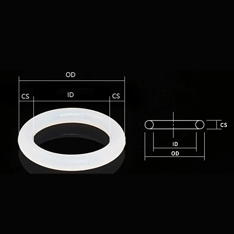 CS 5mm VMQ White Silicone Sealing Ring  OD25-100mm Food Grade Rubber Insulate Shape Seal O-ring Silicone Rings