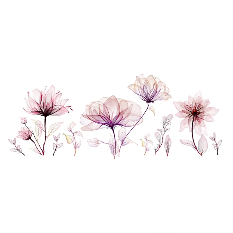 1pc PVC Wall Sticker, Creative Floral Pattern Sticker For Home Pink Plant Flower Wall Decal