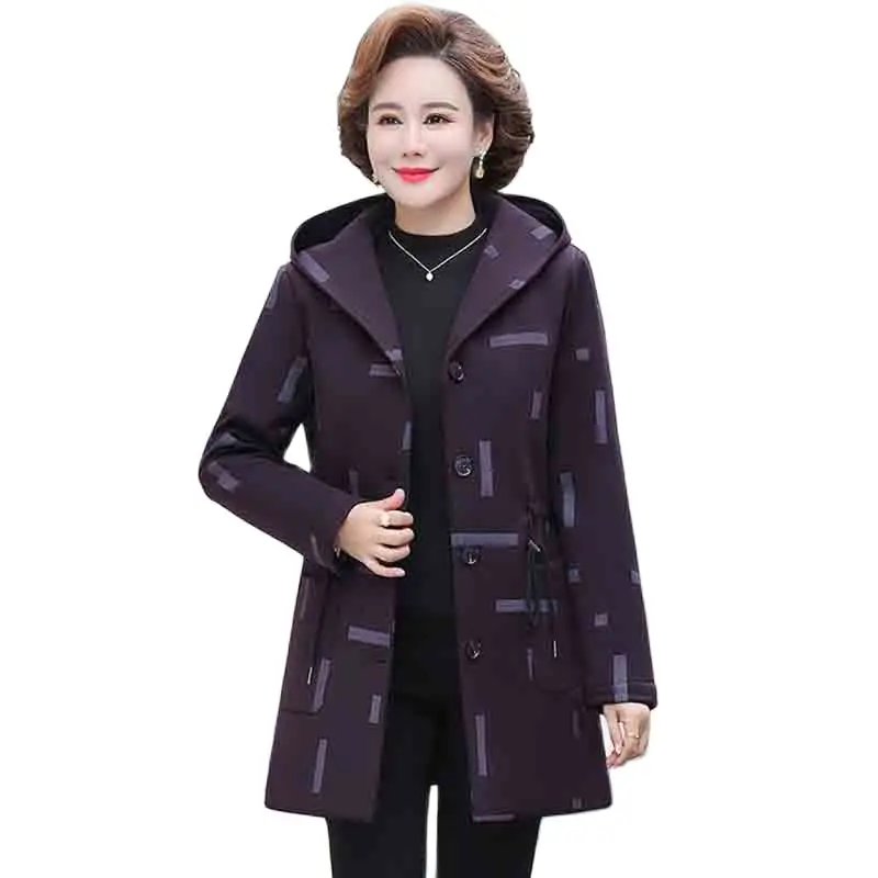 Fashionable Autumn Winter Outfit Coat   Loose Hooded Large Size Womens Cotton  Warm Medium Long Casual  Windbreaker Female