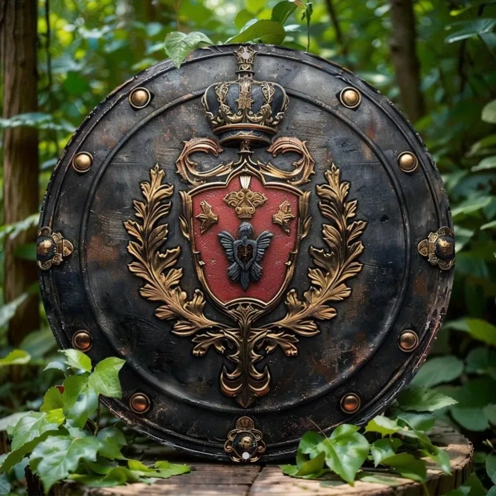 Royal Knight Round Aluminum Wall Art: Durable, Easy-to-Clean Metal Decor for Home, Office & Bar – Perfect Gift for Soldiers