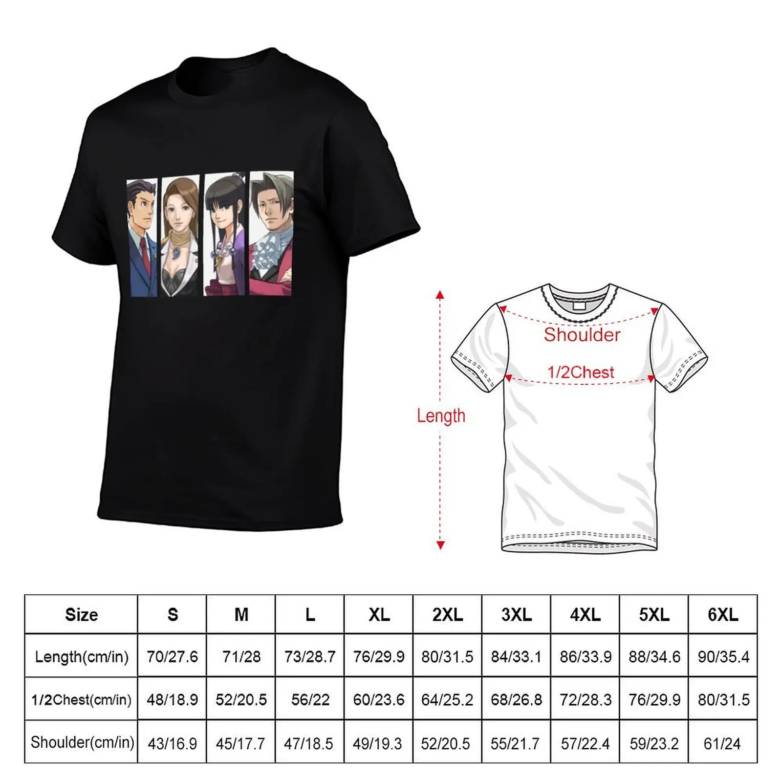 Ace Attorney Panels T-Shirt Work Style Casual T-Shirt