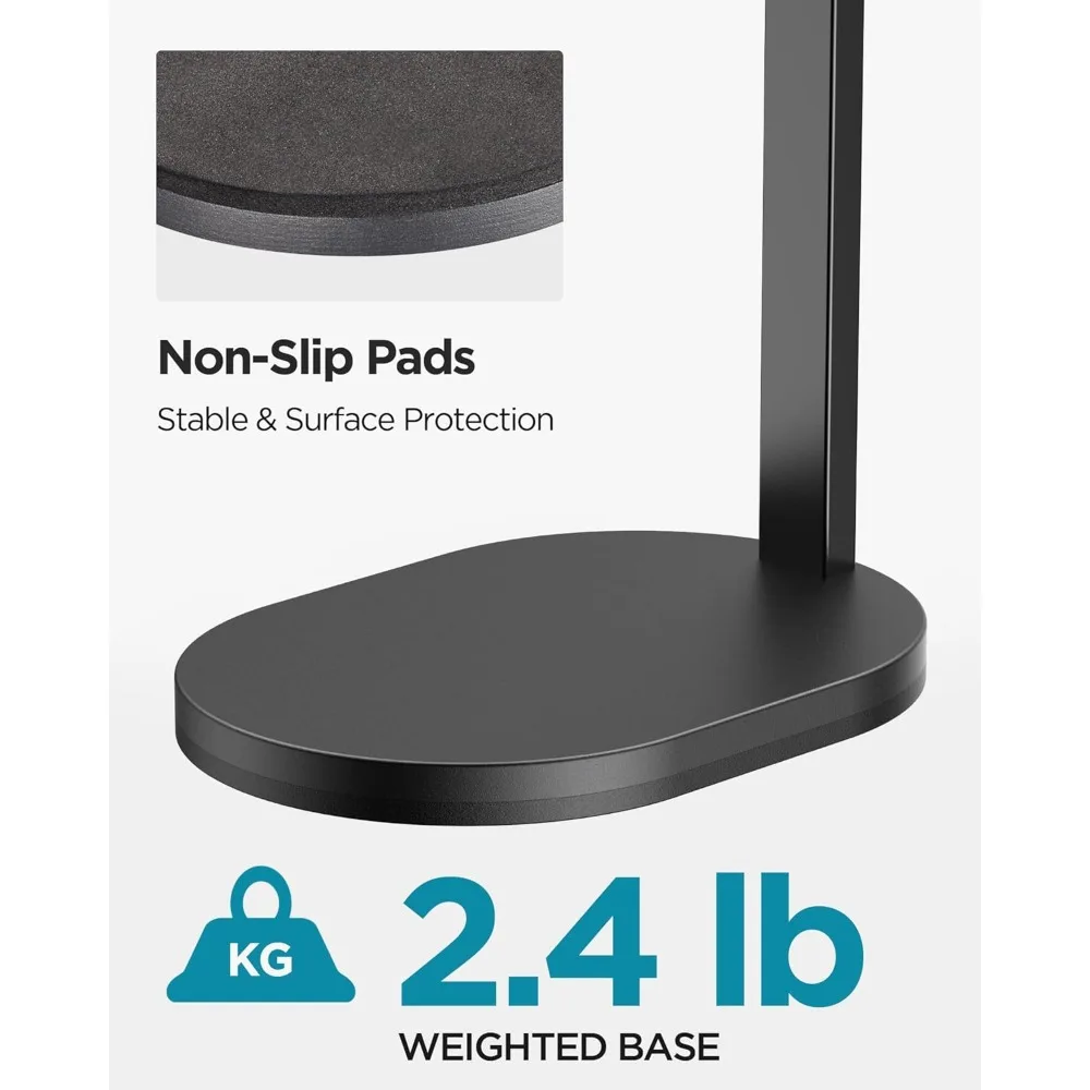 حامل ميكروفون عالي التحمل مع محولات عالمية، ذراع مرن لتركيب المكتب، أسود