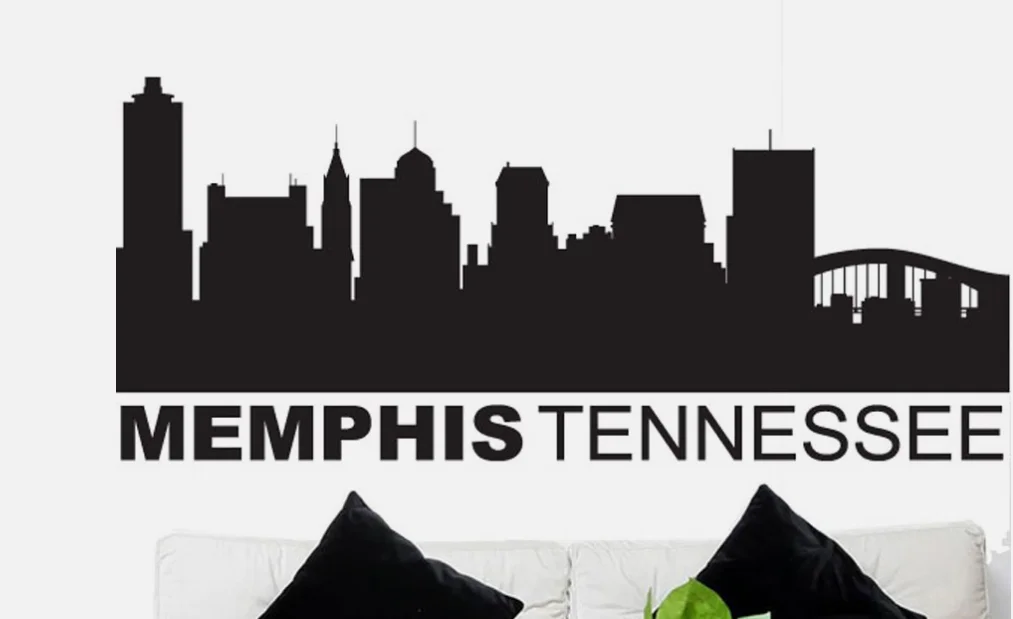 Memphis Tennessee City Skyline   VINYL  removable Wall Sticker Decor decal self-adhesive