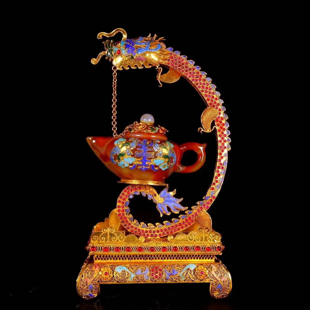 Boutique filigree enamel agate ornament, first-class appearance, purely handmade, exquisite.
