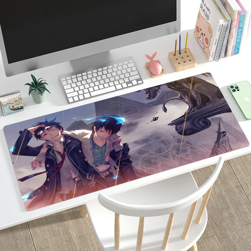 

Blue Exorcist Mousepad Mouse Mat Desk Mat With Pad Gaming Accessories Prime Gaming XXL Keyboard Pad Padding Mat