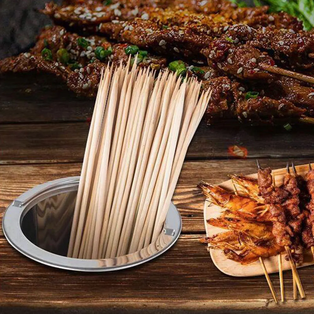 

Stainless Steel Skewers Holder 25cm BBQ Stick Bucket Embedded Chopstick Cage Hot Pot Party Camping Storage Container