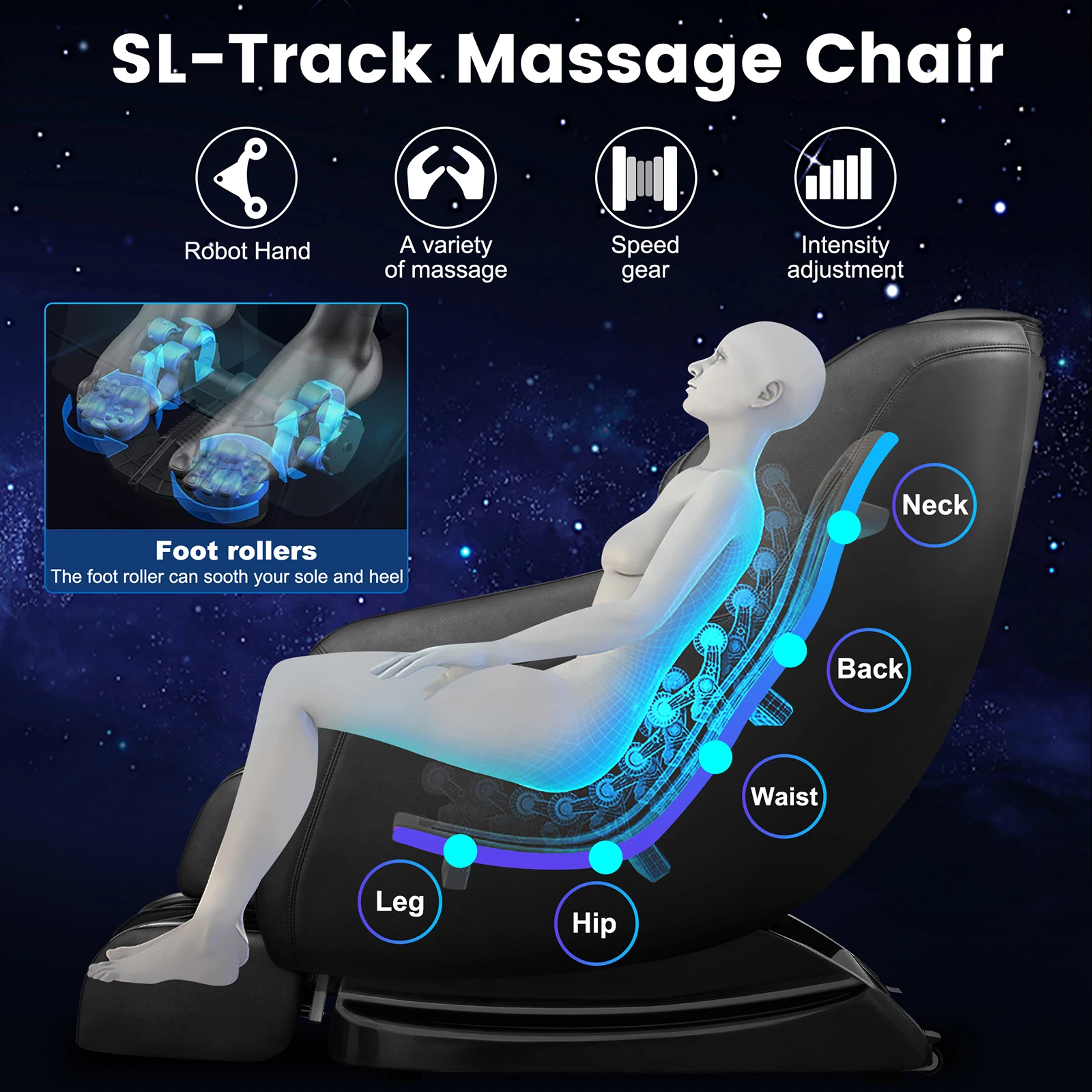 

Китайское массажное кресло с нулевой гравитацией всего тела, электрическое массажное кресло 3D 4D Sl Track Salon