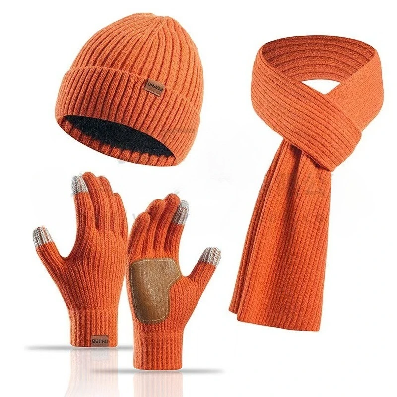 Set da 3 pezzi per cappello, sciarpa e guanti invernali in maglia nuova da 3 pezzi per set da 3 pezzi per sciarpa calda e resistente al freddo da donna