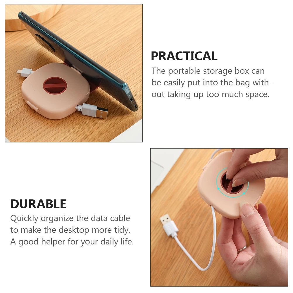 

4 Pcs Charging Cable Storage Box Wire Organizers for Cords Winder Tidy Television Management Clips Manager Abs Desk Holder